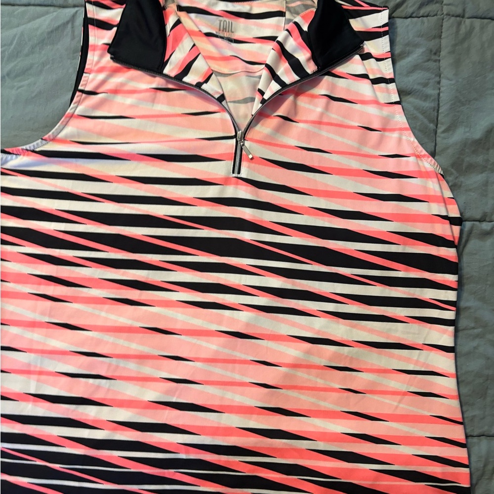 Tail Golf Pink and Black Striped Tank Top